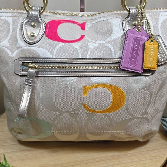 Coach Poppy Shoulder Bag / Tote / Embroidered C - Picture 2 of 14